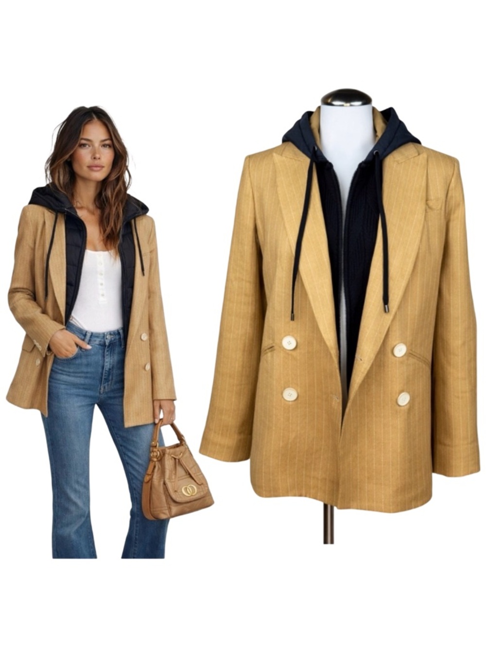 $695 New VERONICA BEARD Parineti Dickey Blazer Jacket Sz 2 Camel